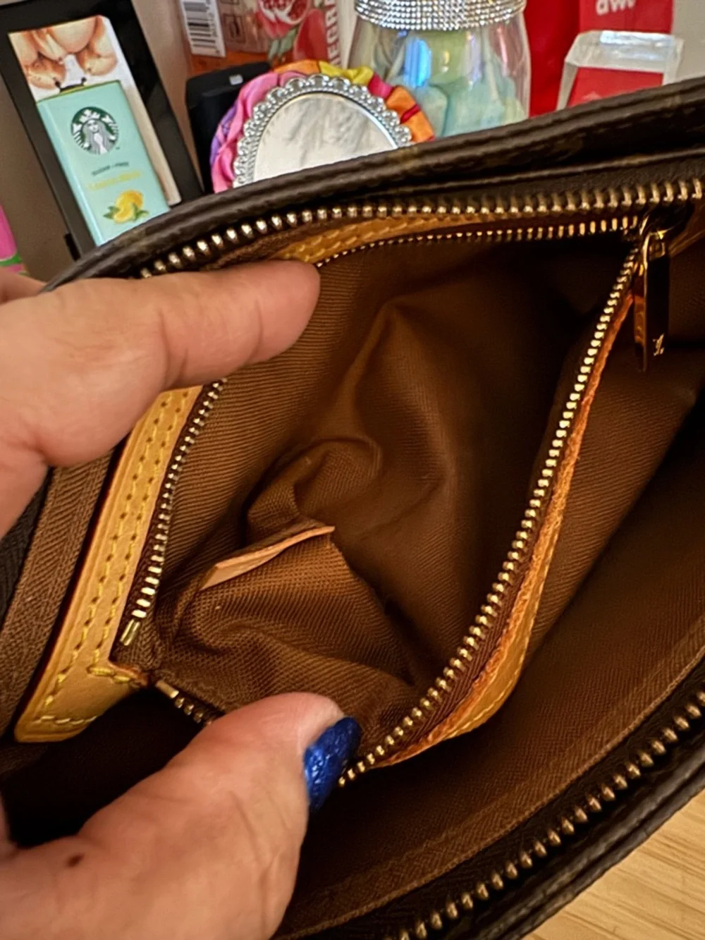 Louis Vuitton Brown Monogram Interior Pouch with Gold Hardware - Picture 3 of 8